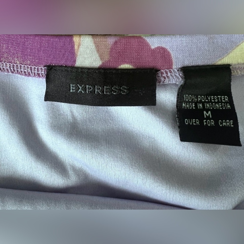 Express Purple and Cream Floral Skirt - Picture 2 of 3